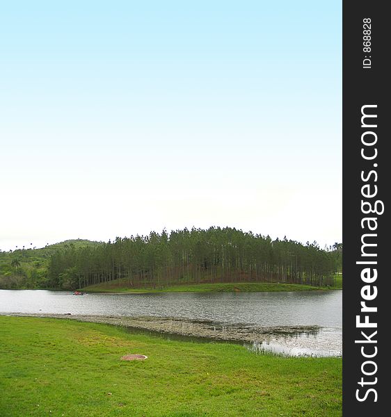 Lake landscape with copyspace