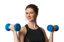 Fitness Woman Exercising W/ Weightlifting Dumbells Royalty Free Stock Photography