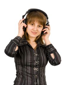Girl Listening To The Music. Isolated On White. Stock Image Girl Listening To The Music. Isolated On White. Stock Image