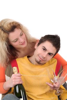 Young Couple Have Together Time With Champagne Stock Photography Young Couple Have Together Time With Champagne Stock Photography