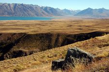 Rock And Ravine At Lake Tekapo Royalty Free Stock Image Rock And Ravine At Lake Tekapo Royalty Free Stock Image