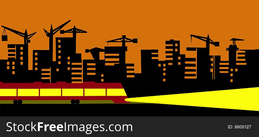 Vector illustration of the evening city