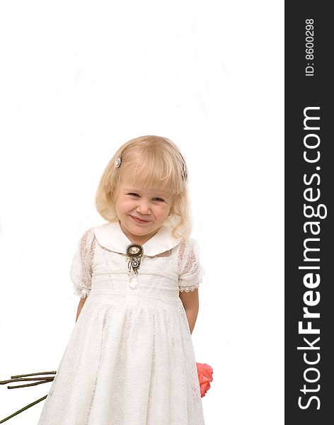 Romantic little girl in white dress