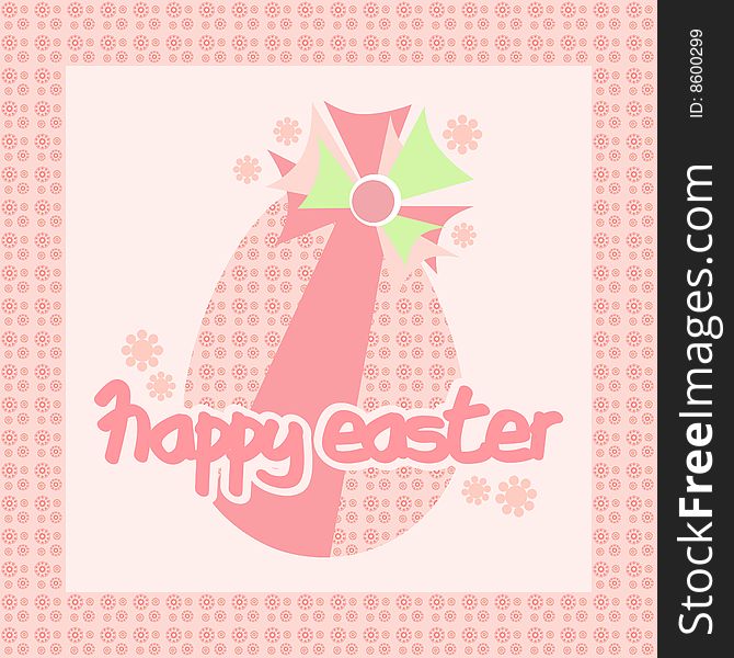 A Happy Easter card showing a pink decorated egg. A Happy Easter card showing a pink decorated egg