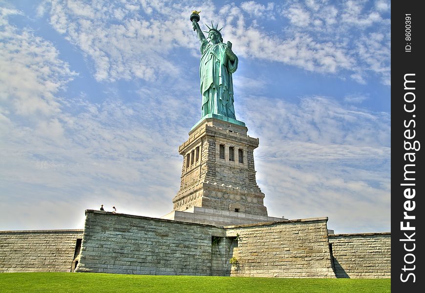 View of the Statue of Liberty in High Dynamic Range style.