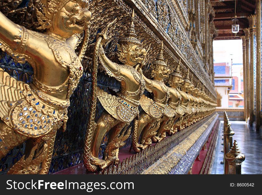 Golden Garuda in Wat Phra Kaew in Royal Palace, Bangkok, Thailand.