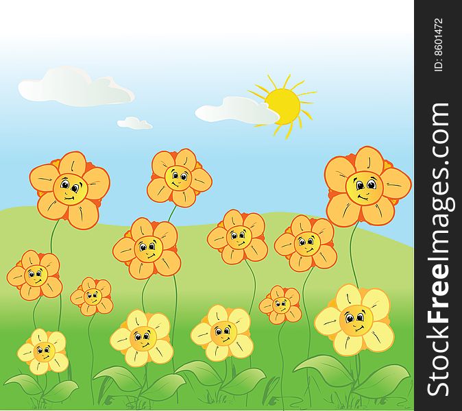 Illustration of family flowers on summer. Illustration of family flowers on summer