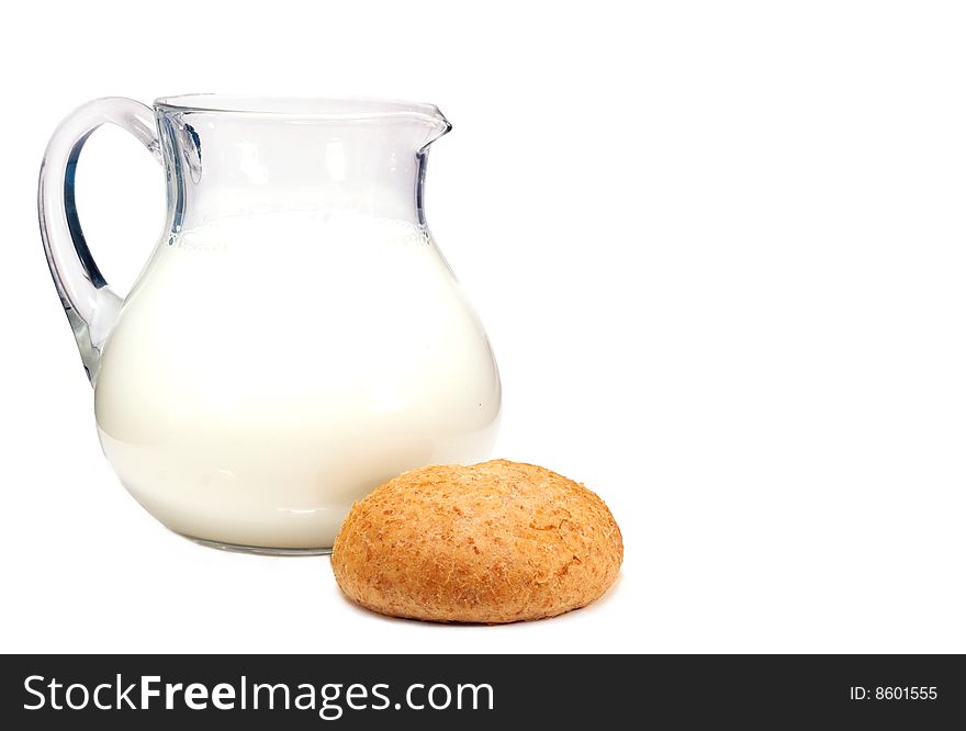 Jug of milk on a white background