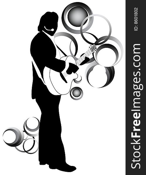 Illustration of musician and abstract