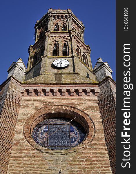 Tower church of the village Montbrun-Lauragais