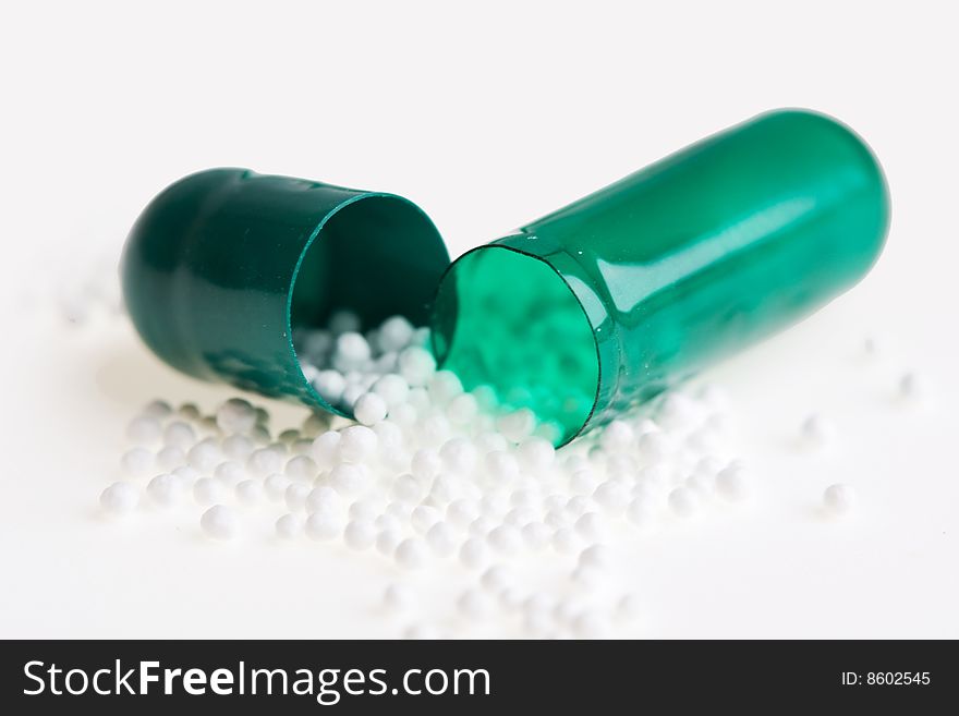 Pills on a white background