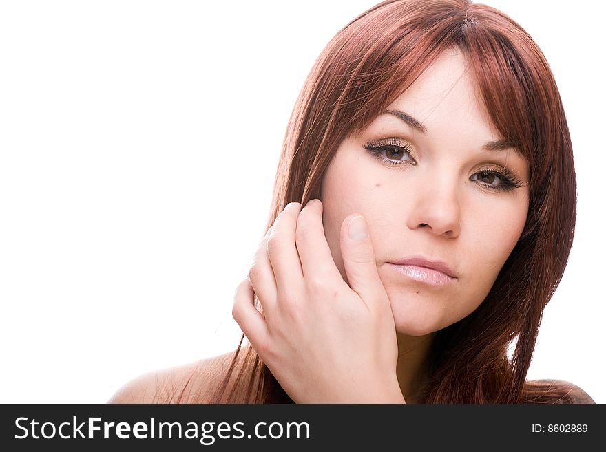 Pure beauty woman isolated on white background