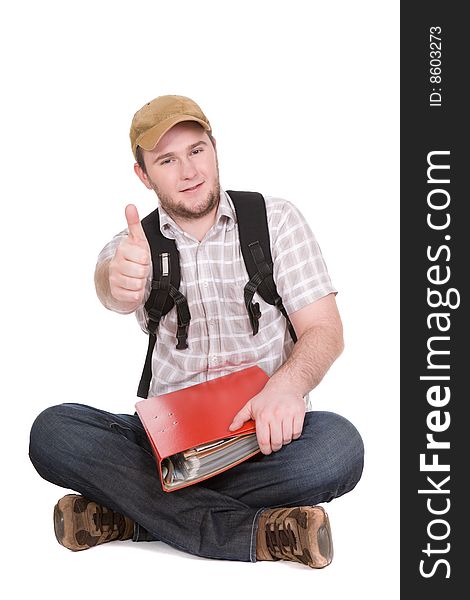 Casual student over white background