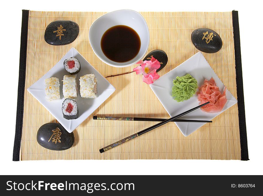 Sushi plate with chopsticks