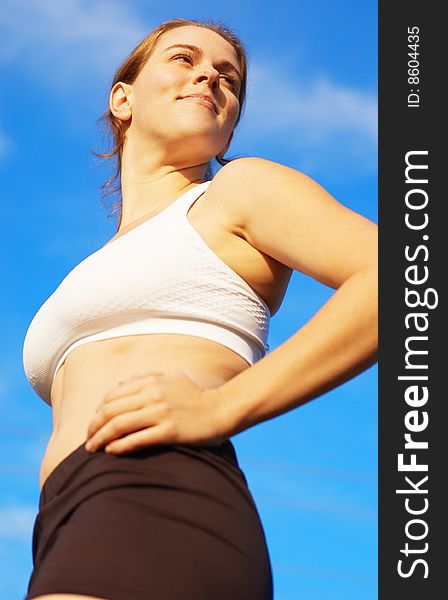 Beautiful young woman runner having a workout session. Beautiful young woman runner having a workout session.