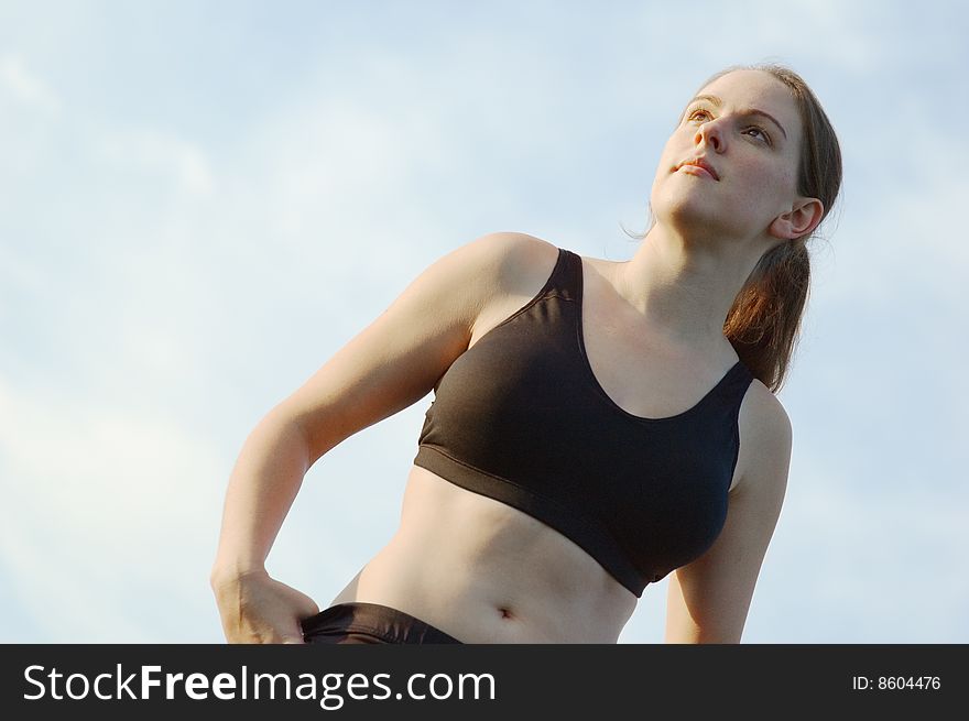 Beautiful young woman runner having a workout session. Beautiful young woman runner having a workout session.