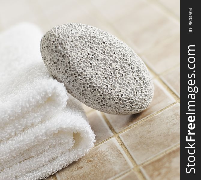 Spa display in a brightly lit bathroom setting.