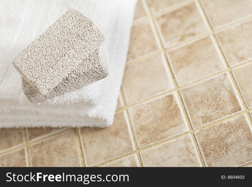 Spa display in a brightly lit bathroom setting.