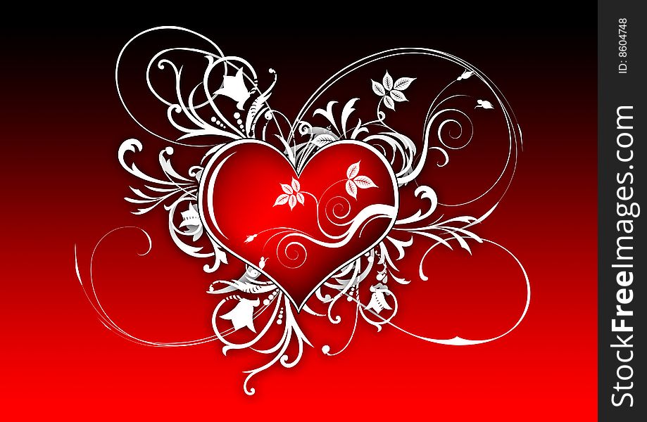 Valentines Day background with Heart and flowers