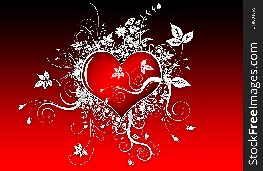 Valentines Day background with Heart and flowers