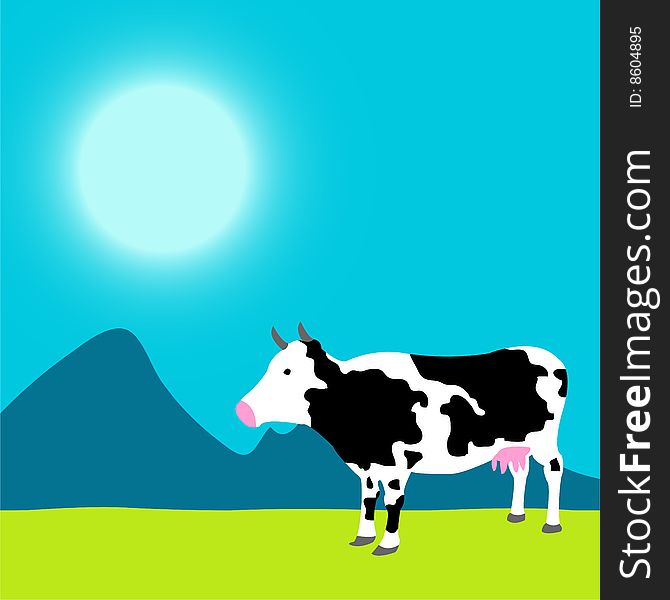 Cow on the meadow,vector illustration