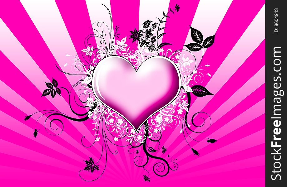 Valentines Day background with Heart and flowers. Valentines Day background with Heart and flowers