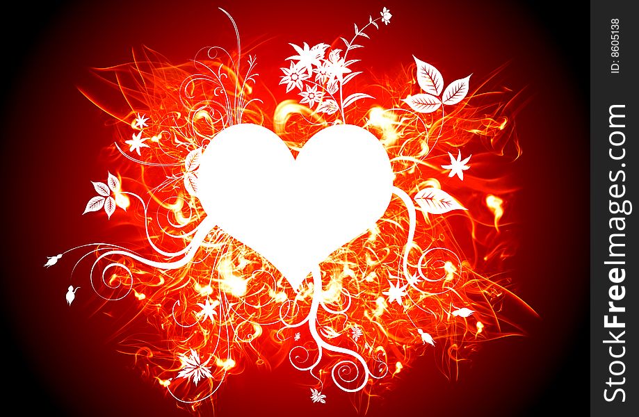 Valentines Day background with Heart and flowers