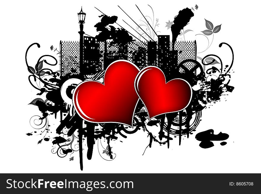 Valentines Day background with Heart and flower. Valentines Day background with Heart and flower