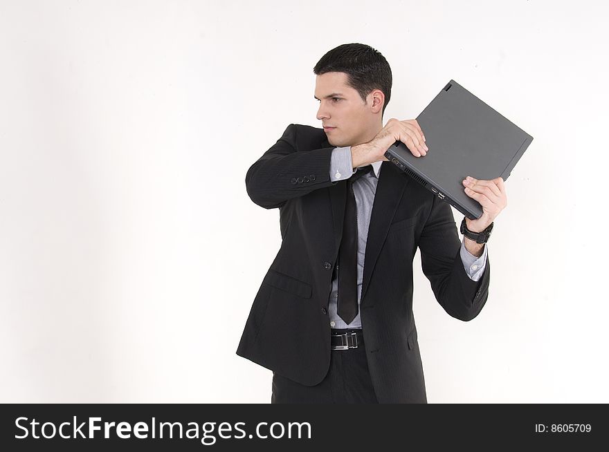 Businessman with lap top computer