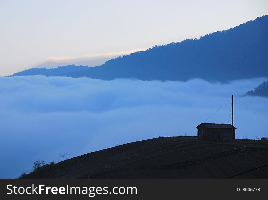 dawn on the mountain with cloud