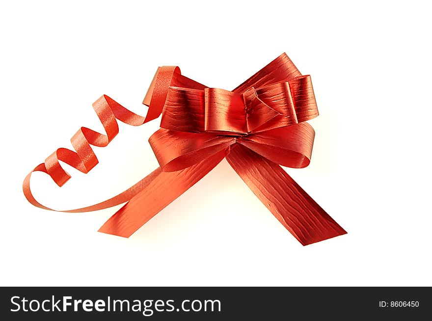 Red ribbon isolated over white with clipping path.