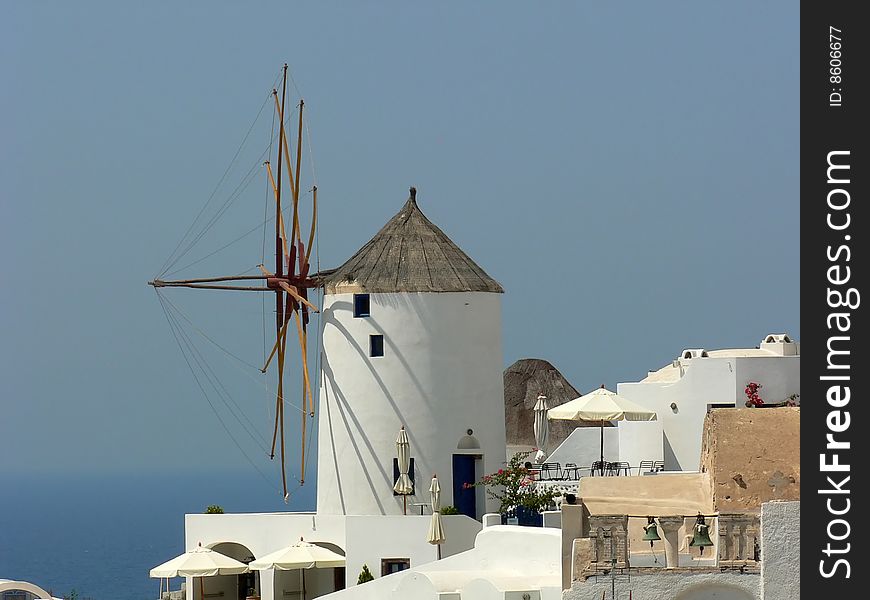 Traditional windmill on Santorini on Greece. Traditional windmill on Santorini on Greece