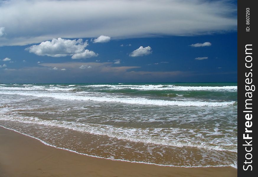 Italy beach and foggy cloud. Italy beach and foggy cloud