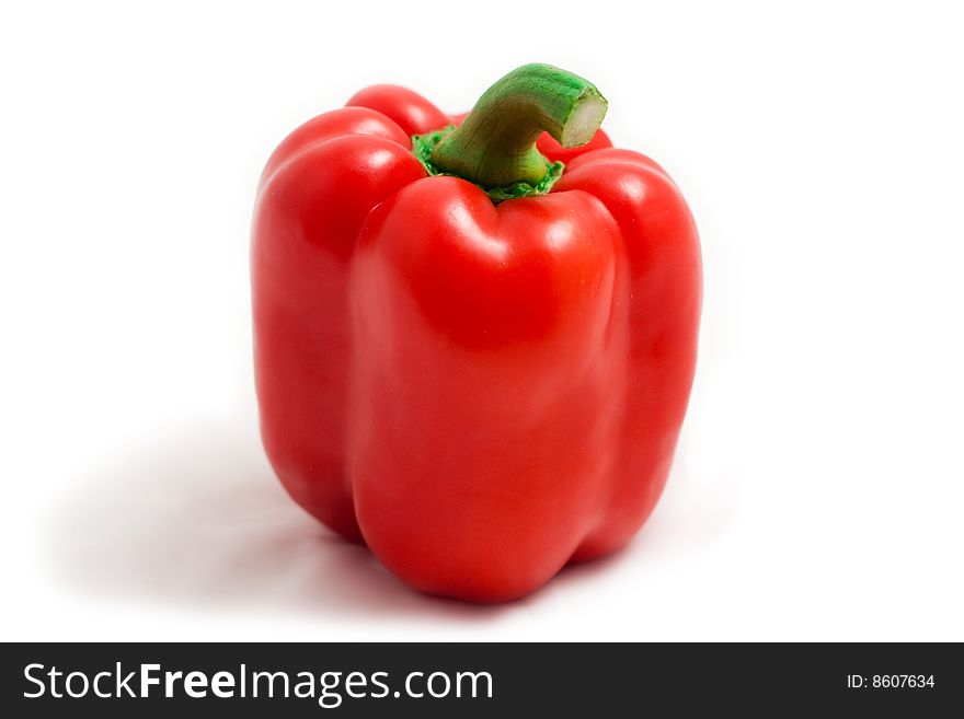 Sweet red paprica pepper isolated on white
