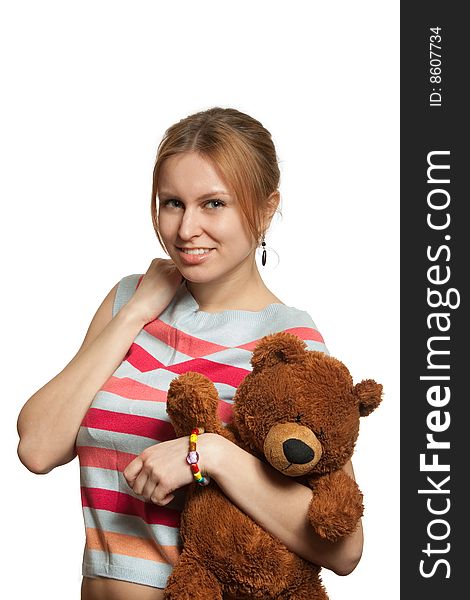 Girl with toy teddy bear. Girl with toy teddy bear