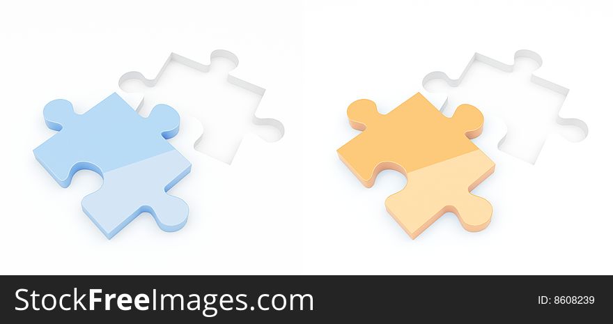 3d render of isolated jigsaw puzzle