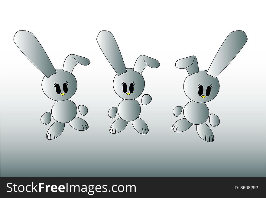 Rabbits - illustration on gradient background