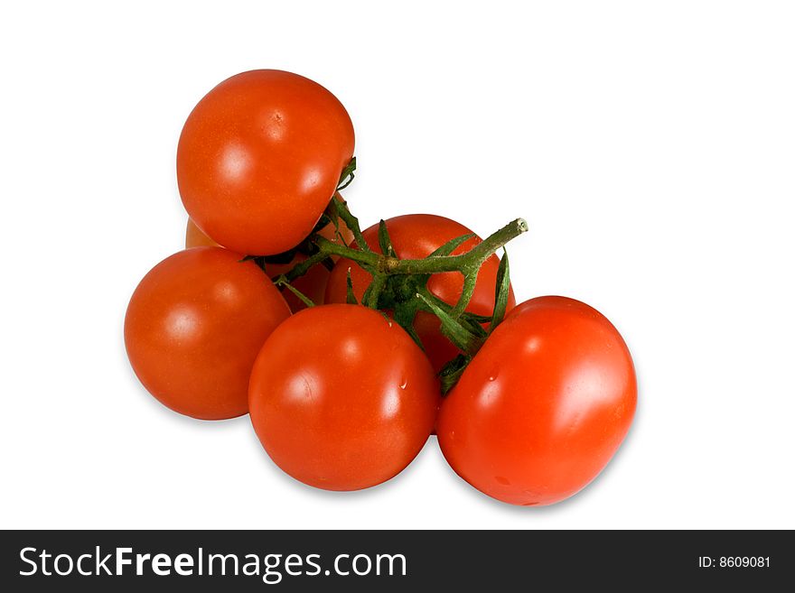 Red appetizing fresh tomatoes with good taste isolated on white. Red appetizing fresh tomatoes with good taste isolated on white