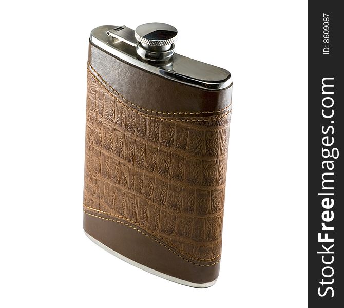 Stylish metal flask for alcohol. Stylish metal flask for alcohol