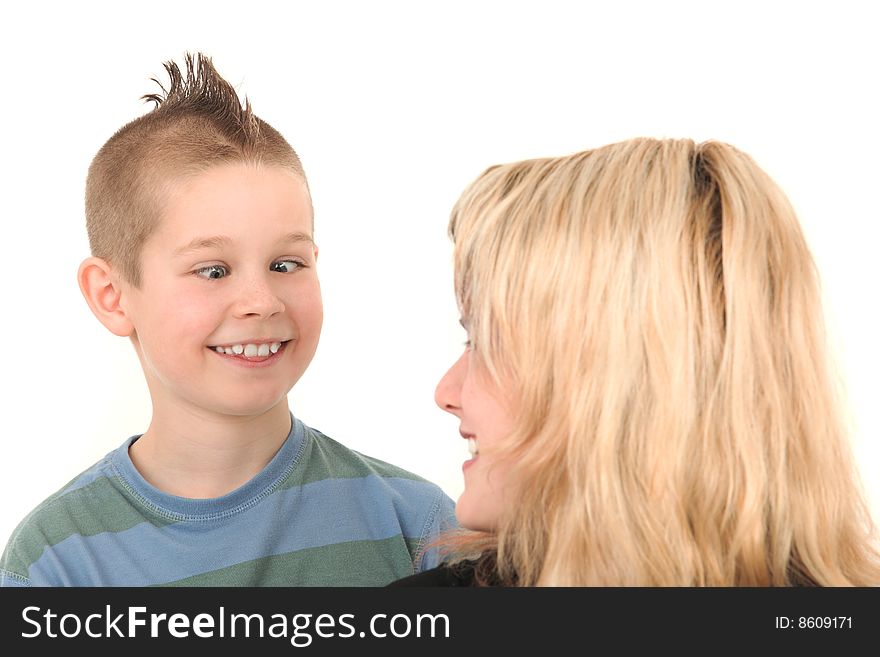 Young boy and his mother having fun. Young boy and his mother having fun