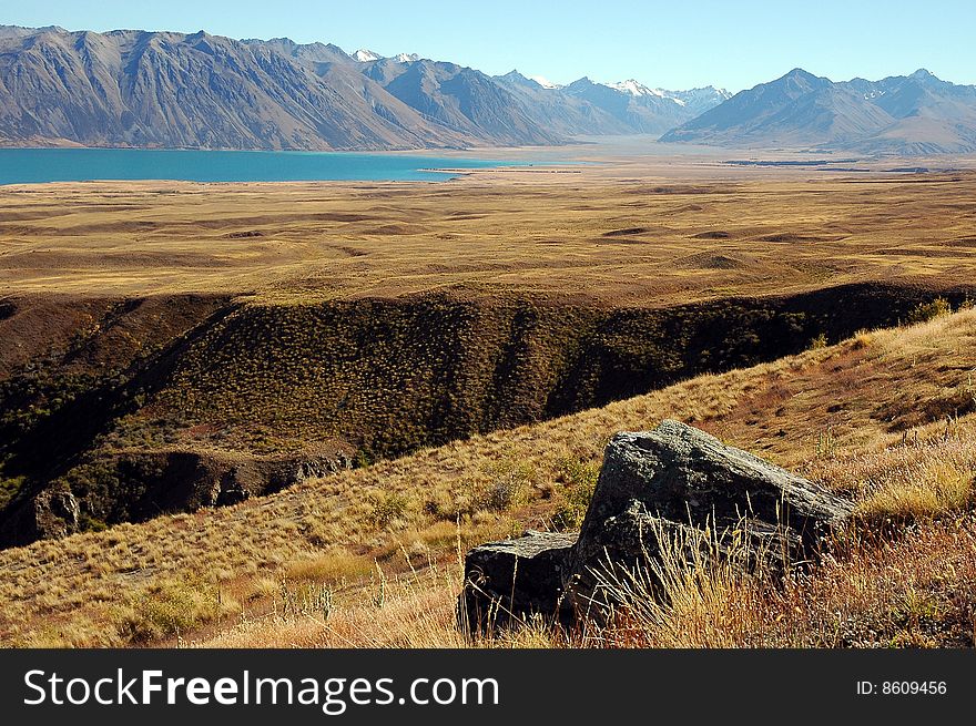 Rock And Ravine At Lake Tekapo