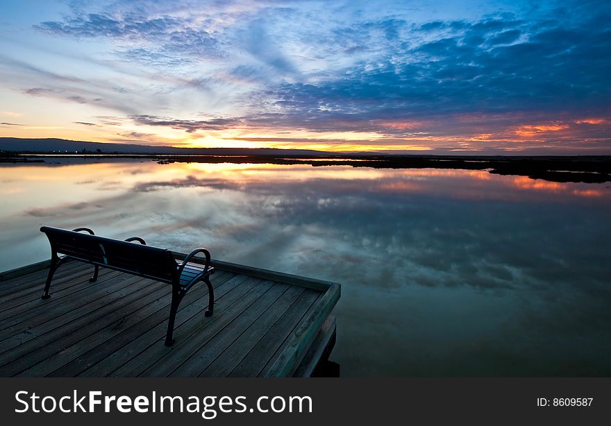 Looking out over the Southern San Francisco Bay at sunset. Looking out over the Southern San Francisco Bay at sunset.