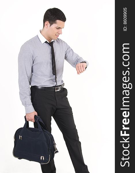 Businessman with suitcaseand watch