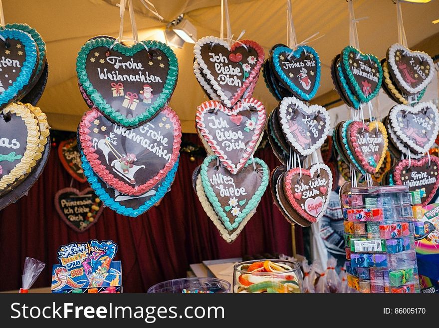 Gingerbread Hearts On The Christmas Market