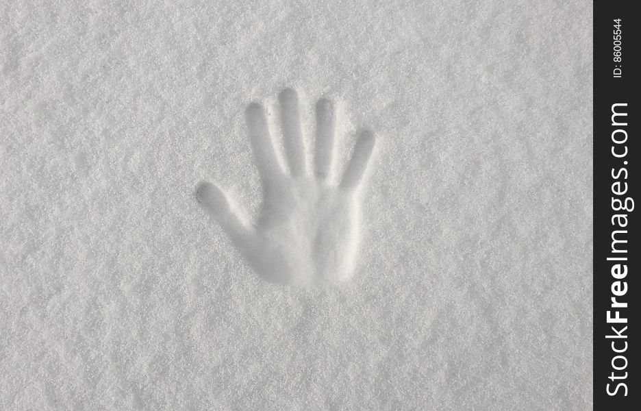 Hand Impression In Fresh Snow