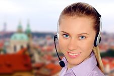 Woman Wearing Headset In Office;could Be Reception Royalty Free Stock Photo Woman Wearing Headset In Office;could Be Reception Royalty Free Stock Photo