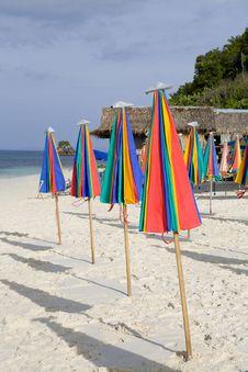 Umbrellas On The Beach Royalty Free Stock Photo