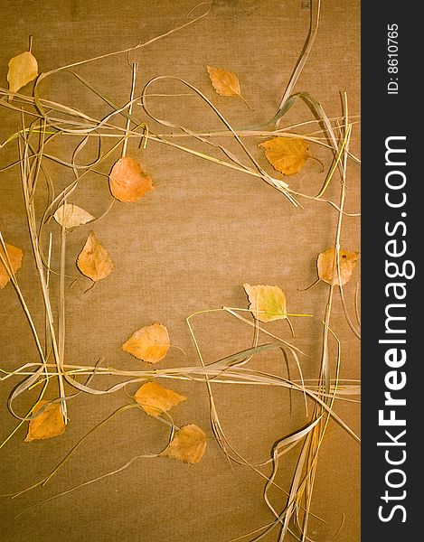 Grunge autumn background with yellow leaves. Grunge autumn background with yellow leaves