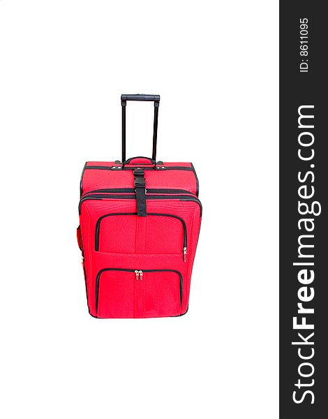 Red suitcase isolated on white background. Red suitcase isolated on white background