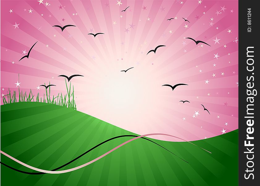 Magic meadow, illustration for your design, vector illustration